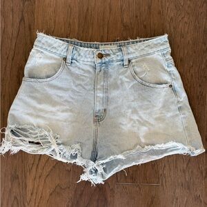 ROLLA'S Faded Blue Frayed Denim Shorts